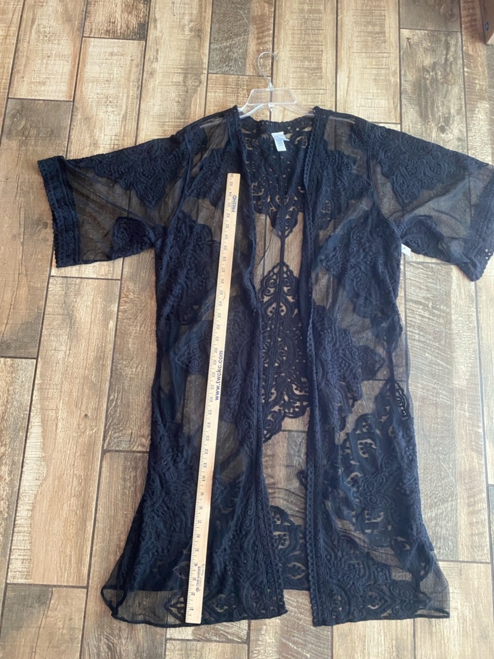 Sheer Black coverup Lace Kimono Robe 🆕 - Picture 10 of 10